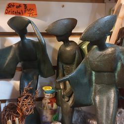 Set Of 3 Unique Bronze Statues 