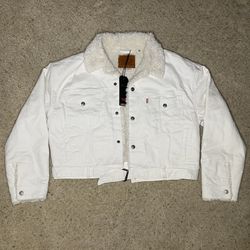Levi's Premium Cozy Cocoon Sherpa Trucker Jacket Women's L White $148 (contact info removed)00