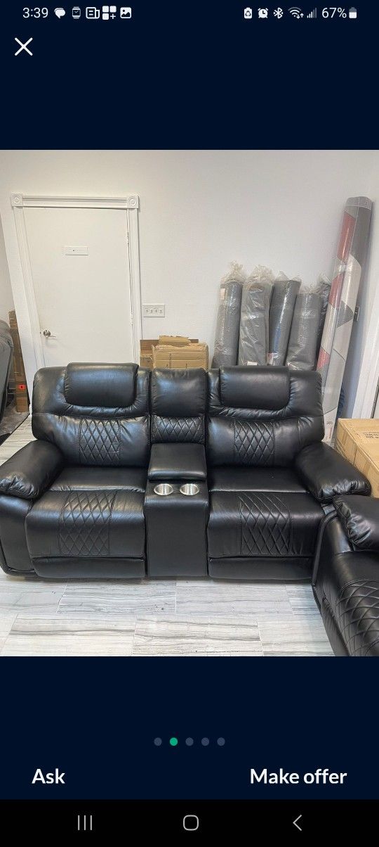 Santiago Black Leather Reclining Sofa/Loveseat Sets $1099 Fantastic Deal!!!  Delivery Available