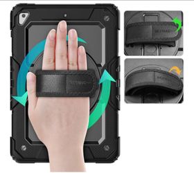Case for iPad 6th / 5th Generation Case/Air 2 / Pro 9.7 inch, Heavy Duty Protective with Screen Protector, with Pencil Holder, Hand Strap, Shoulder St