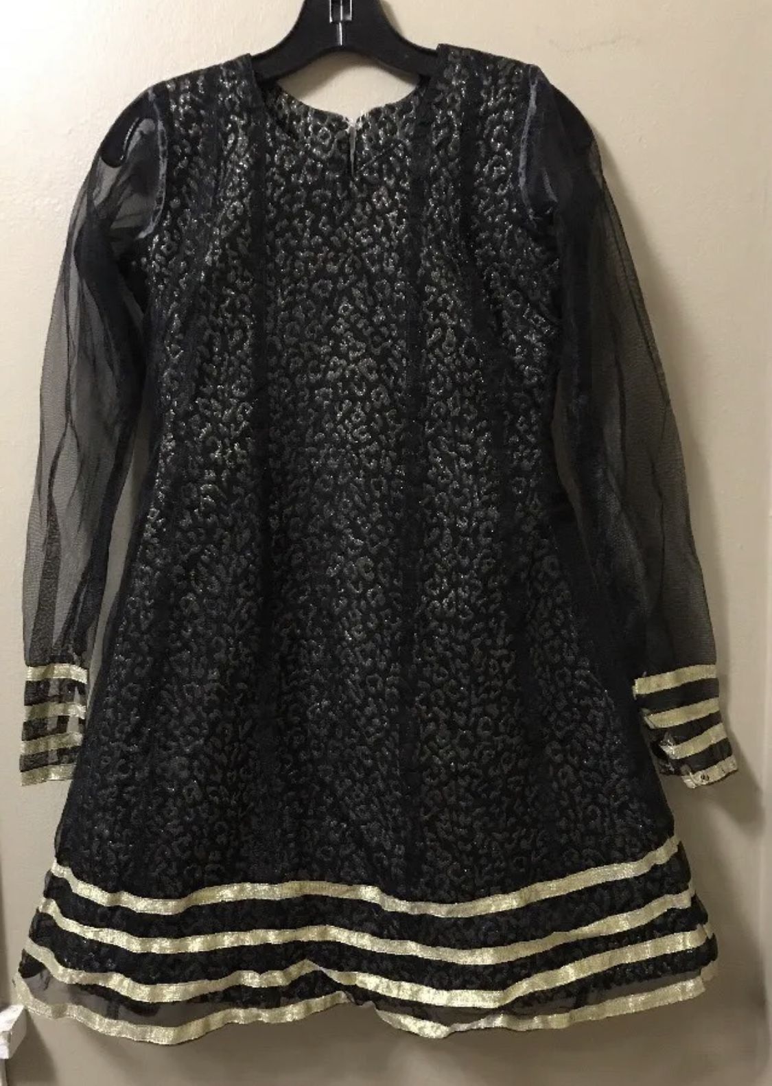 Black & Gold Leopard Print Handmade Costume Party DRESS Girls L or Womens XS
