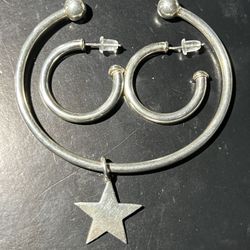 SOLID STERLING SILVER BRACELET WITH EARRINGS ALL TOGETHER FOR ONE PRICE SIZE 7. 