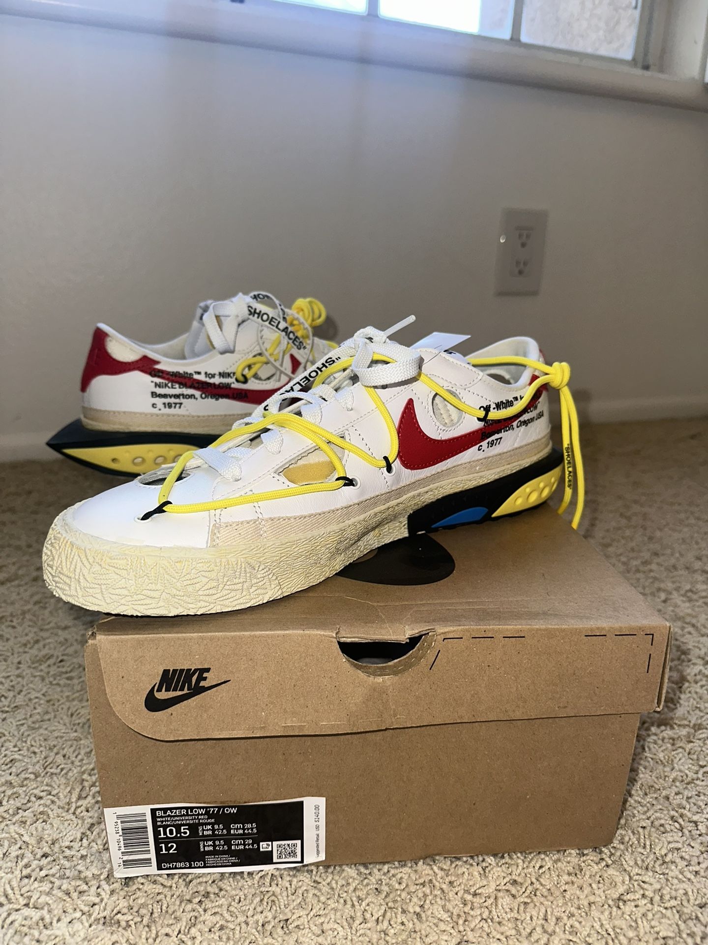Nike Off-White X Blazer Low “White University Red” -10.5