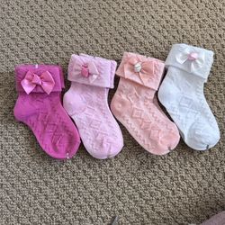 Coquette Eyelet Lace Bow Socks 4-Pack Size 1-3Y
