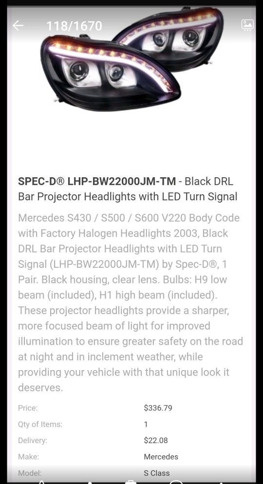 SPEC - D Black DRL Bar Projector Headlights With LED Turn Signal