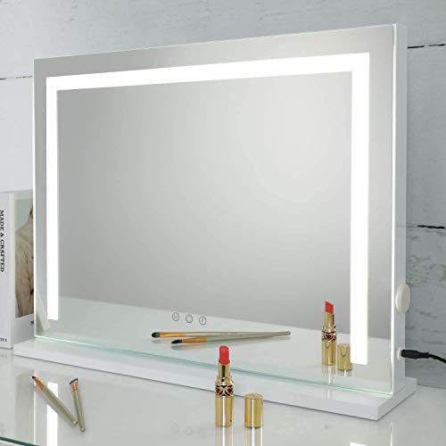 Vanity Mirror with Light, Hollywood Makeup Mirror, Wall Mounted Mirror with Dimmer, Tabletop Mirrors for Makeup, Touchscreen Control Mirror with USB O