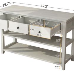 Zimtown Modern Console Table 46" White Entryway Sofa