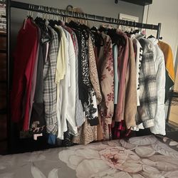 Women’s Clothes Rack With Clothes And The Hangers