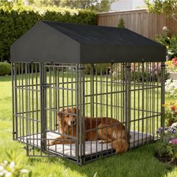 Thicker Metal Outdoor Dog Kennel Pet Cage Crate Pens