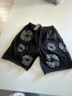 Black denim shorts