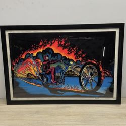 Original 1978 Flaming Chopper Black Light Poster