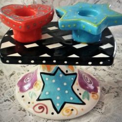Dual Ceramic Colorful Candle Holder “With Love Joanne” 4 Lotus