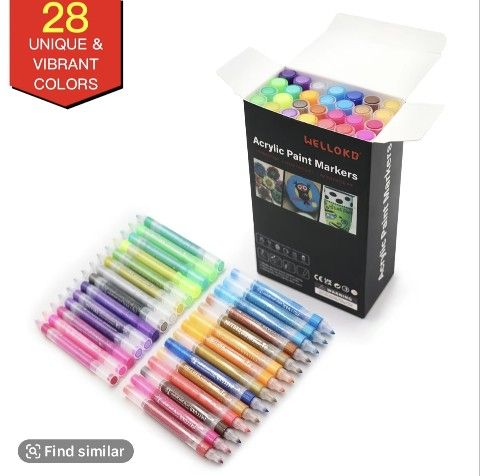 28 PCs Acrylic Markers Pen, Premium Acrylic Paint Pens for Wood, Canvas, Stone, Rock Painting, Glass, Ceramic Surfaces, DIY Crafts Making Art Supplies