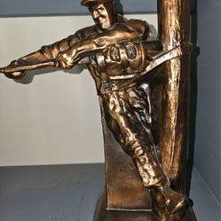 Vintage 10" Copper Statues AT&T Norman Rockwell 'The Linemen' Book Ends