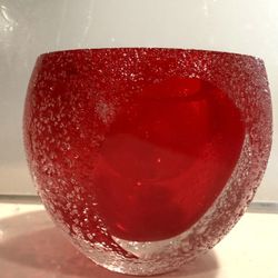 Wonderful Thick Glass Red Frosted Glass Geode Votive Tealight / Match / Flower Vessel