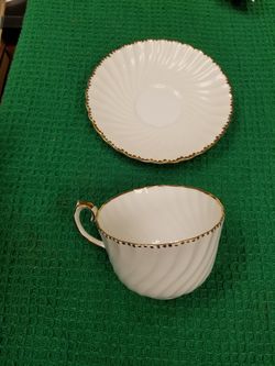 Flat Cup and Saucer - Old Grecian Flute Gold