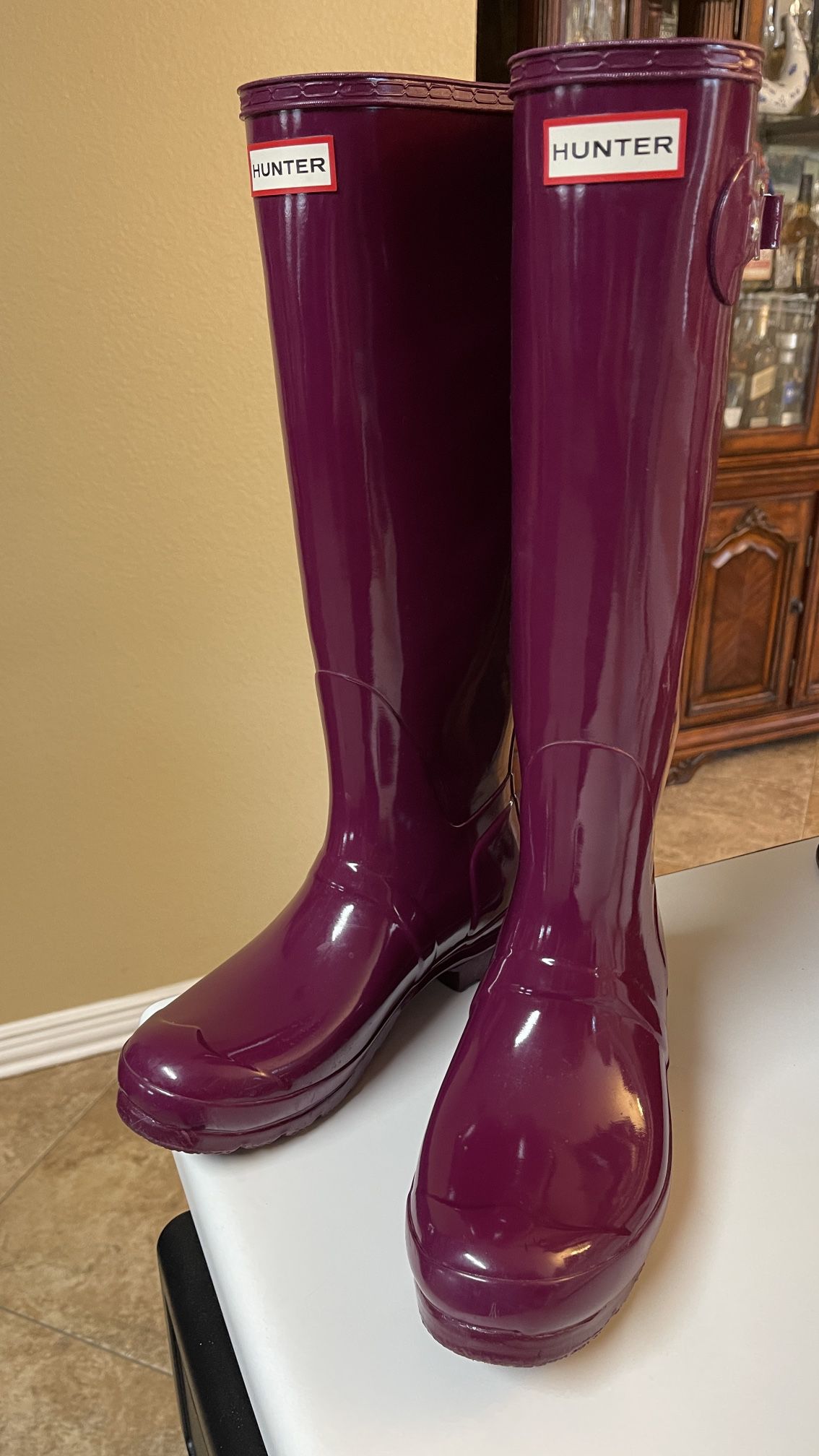 Hunter original tall gloss violet women’s rain boots size 9 