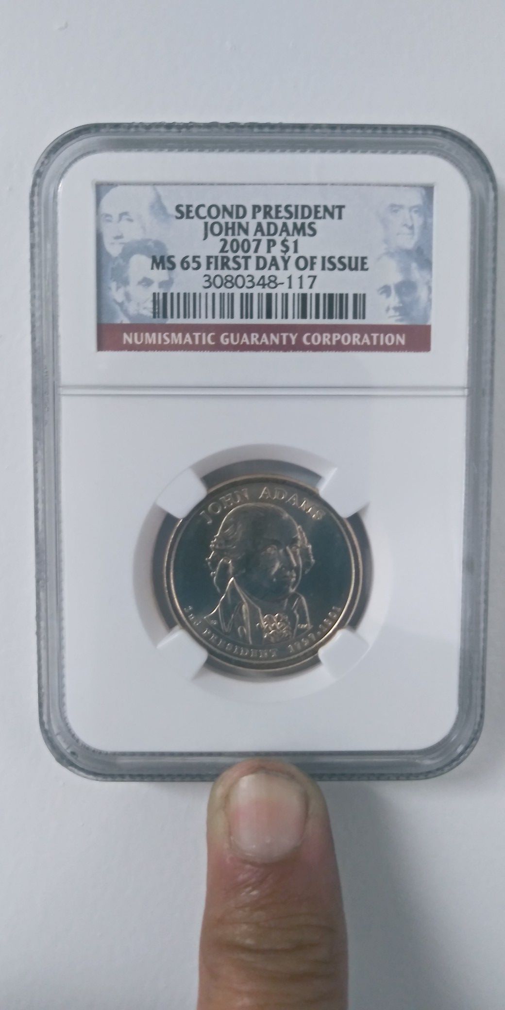 2007-P John Adams Presidential Dollar NGC MS-65 First Day Of Issue