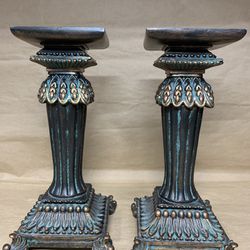 Party lite  Regal Candle Holders  2 Retired Bronze Tone Pillar 
