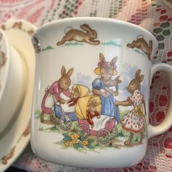 Rare Vintage Three Piece Royal DOULTON Bunnykins Child Dishware