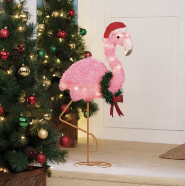 Holiday Time Light Up Plush Flamingo 32"