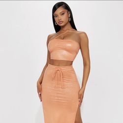 Faux Leather Skirt Set 