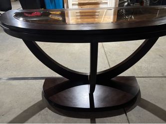 Half Moon Dark Brown End Table 48"width 29" height 20"depth