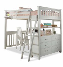 Solid Wood Full Loft Bed Bedroom Set – Mattress, Bedding & Storage Included! | $700