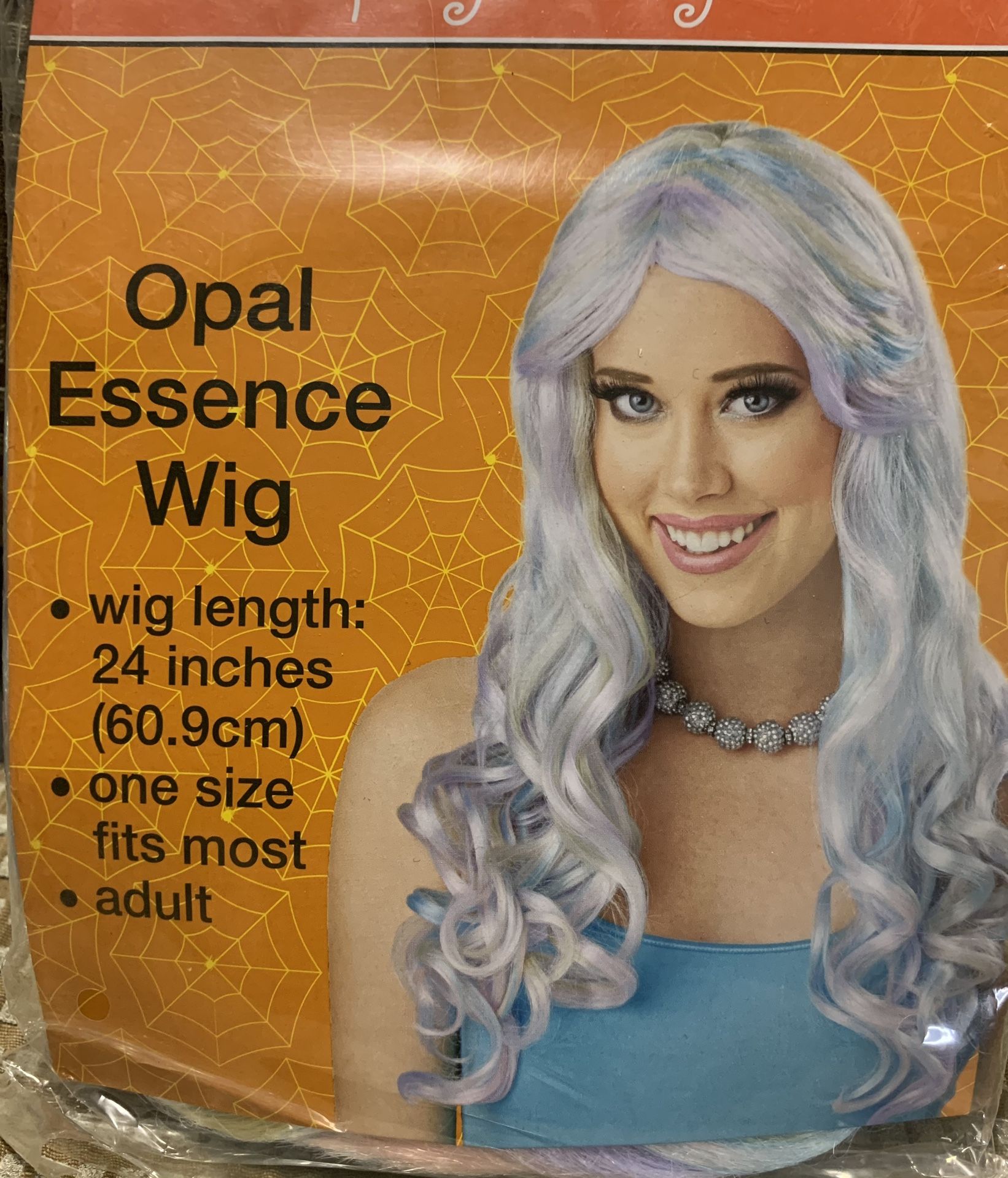 New adult long opal essence blonde blue pink curly costume wig