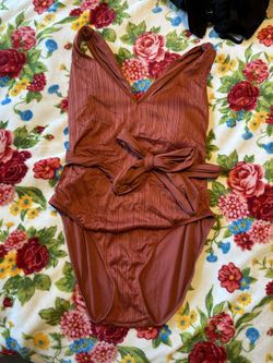 women’s rust colored one piece swimsuit