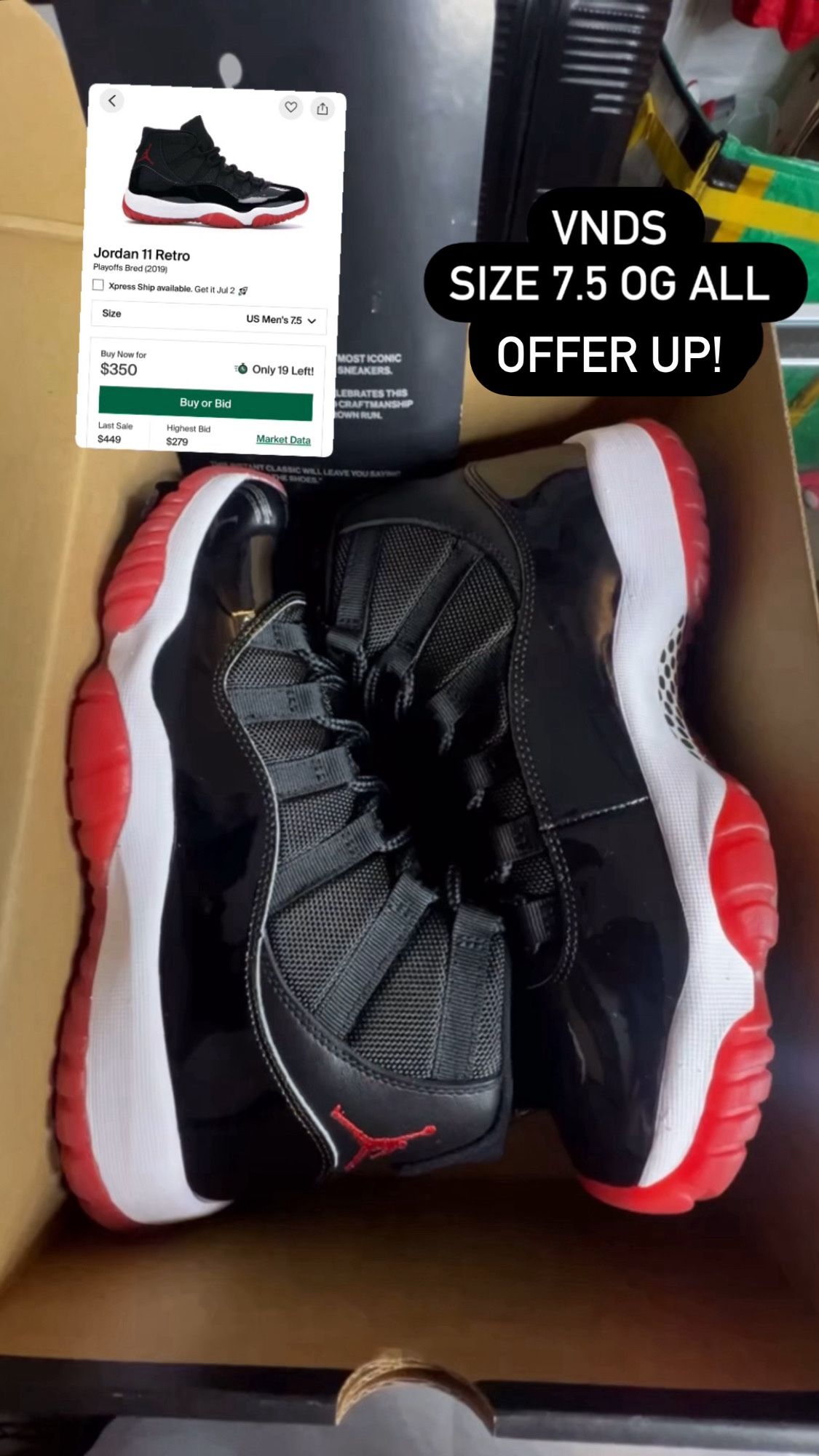2019 Playoffs Bred 11s Size 7.5