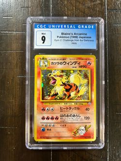 CGC 9 Blaine's Arcanine Challenge  Darkness 059 Holo JPN 1999 SWIRL ON TAIL 🌀