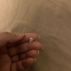 Real Silver Zircon Diamond Stud Earrings 