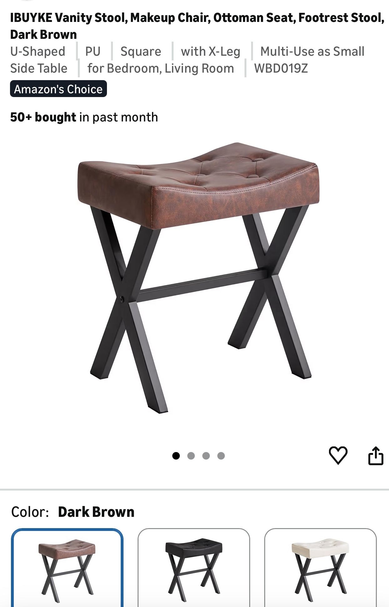 Vanity Stool Color Brown $30