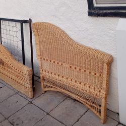 Natural Wicker Frame Bohemian Rattan Twin Daybed Couc