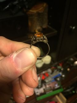 Antique silver adjustable topaz ring
