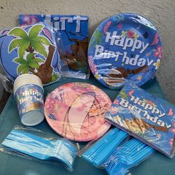 Stitch Happy Birthday Tropical Party Supply 9 Pcs Set