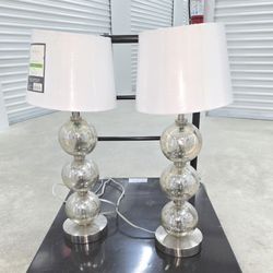 Max 27" Glass Triple-Sphere LED Table Lamp, Set of 2