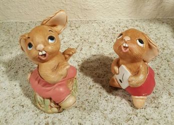 vintage pendelfin Rally rabbit & pendelfin the Thumper hand painted stone craft made in England