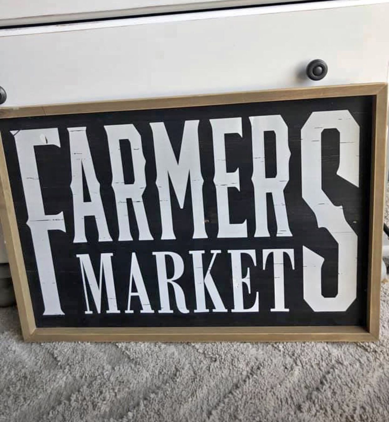 Framed farmers market sign