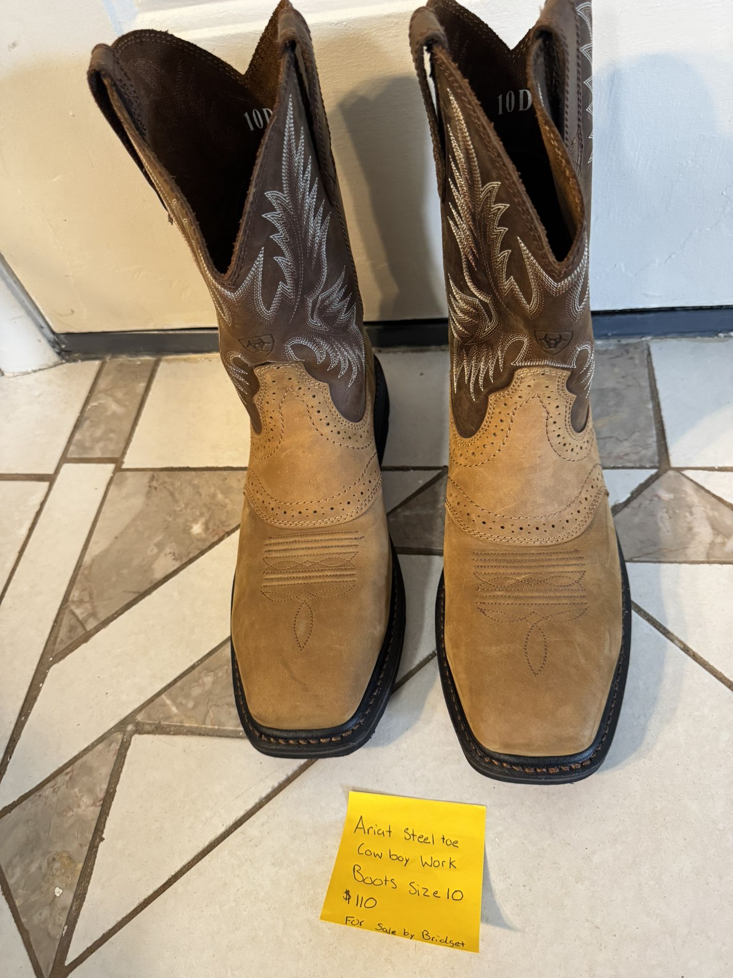 Ariat Steel Toe Cowboy Work Boots Size 10