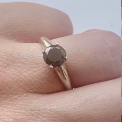 Natural Black Diamond 1.25 cts Sterling Silver Ring