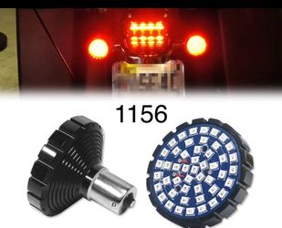 1156 led bulbs 2” inch round for motorcycle with billet shape brake lights