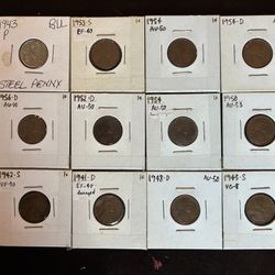 Wheat 1C Penny Lot - All 12