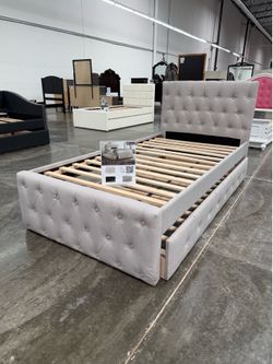 Twin bed frame with 2 MATTRESS