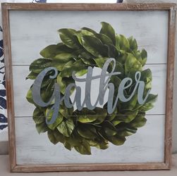 Fall/Farmhouse "Gather" Wall Frame By Robert Stanley Collection 16" x 16".