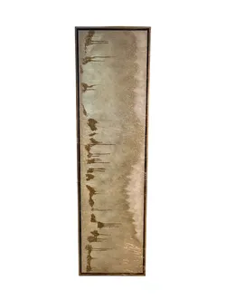 Large Abstract Framed Wall Art 71x26 - Beige & Gold Glitter Canvas