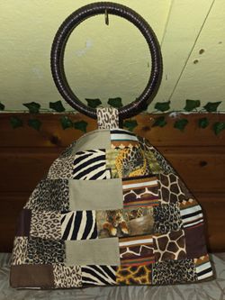 Handcrafted Patchwork Boho Safari Ring Handle Purse