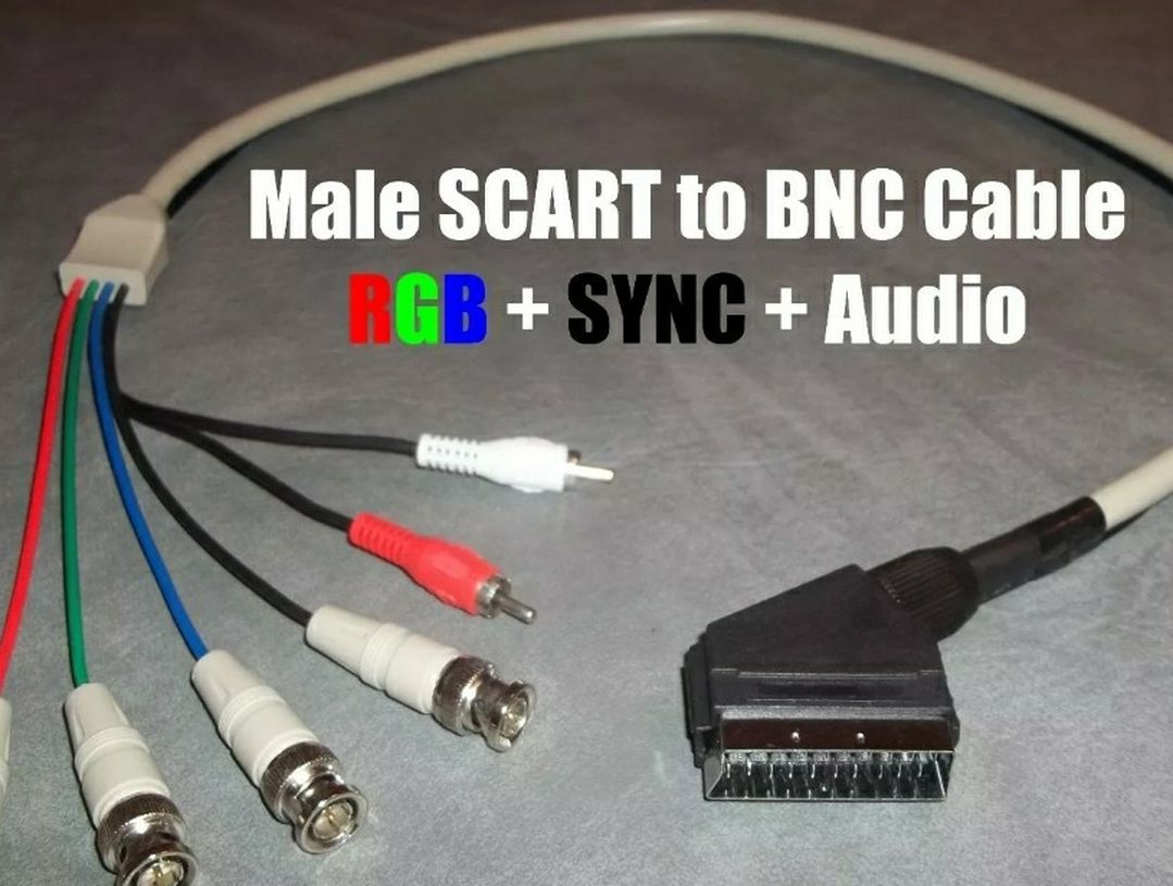 Male Scart To Bnc Rgb Breakout With Audio Split