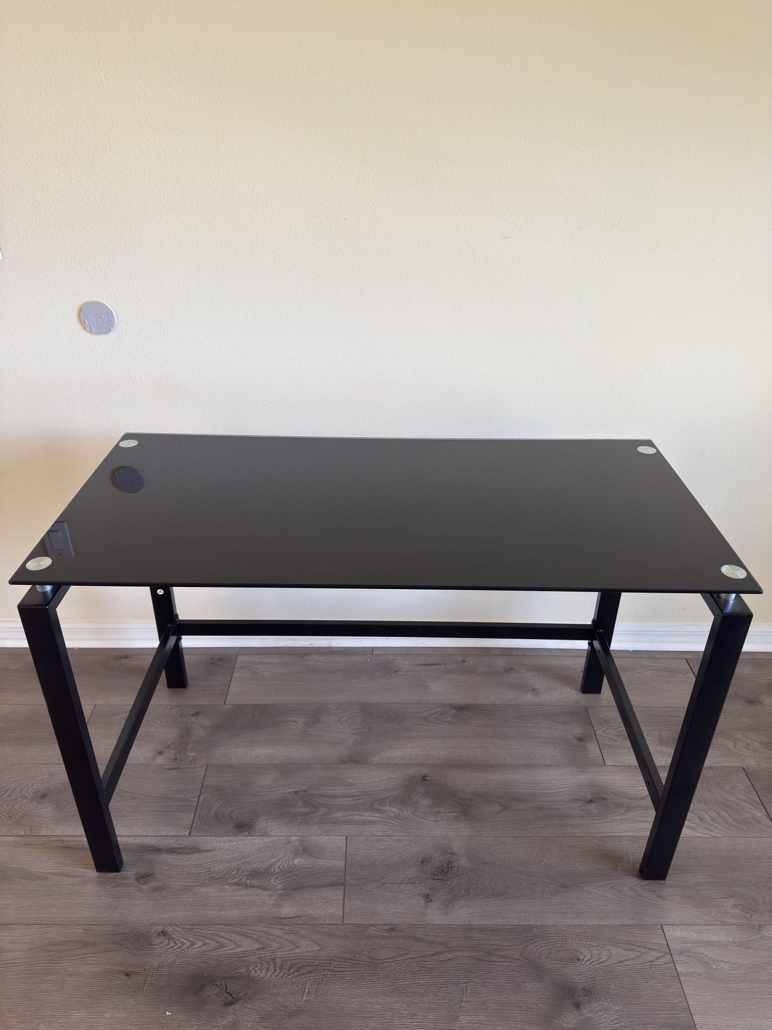 Black Glass Desk (Metal frame) W/ Detachable Cabinet